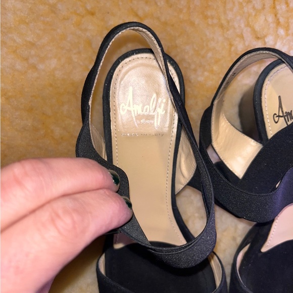 Amalfi by RANGONI Firenze Block Heel Slingback Sandal black Suede - Picture 7 of 9